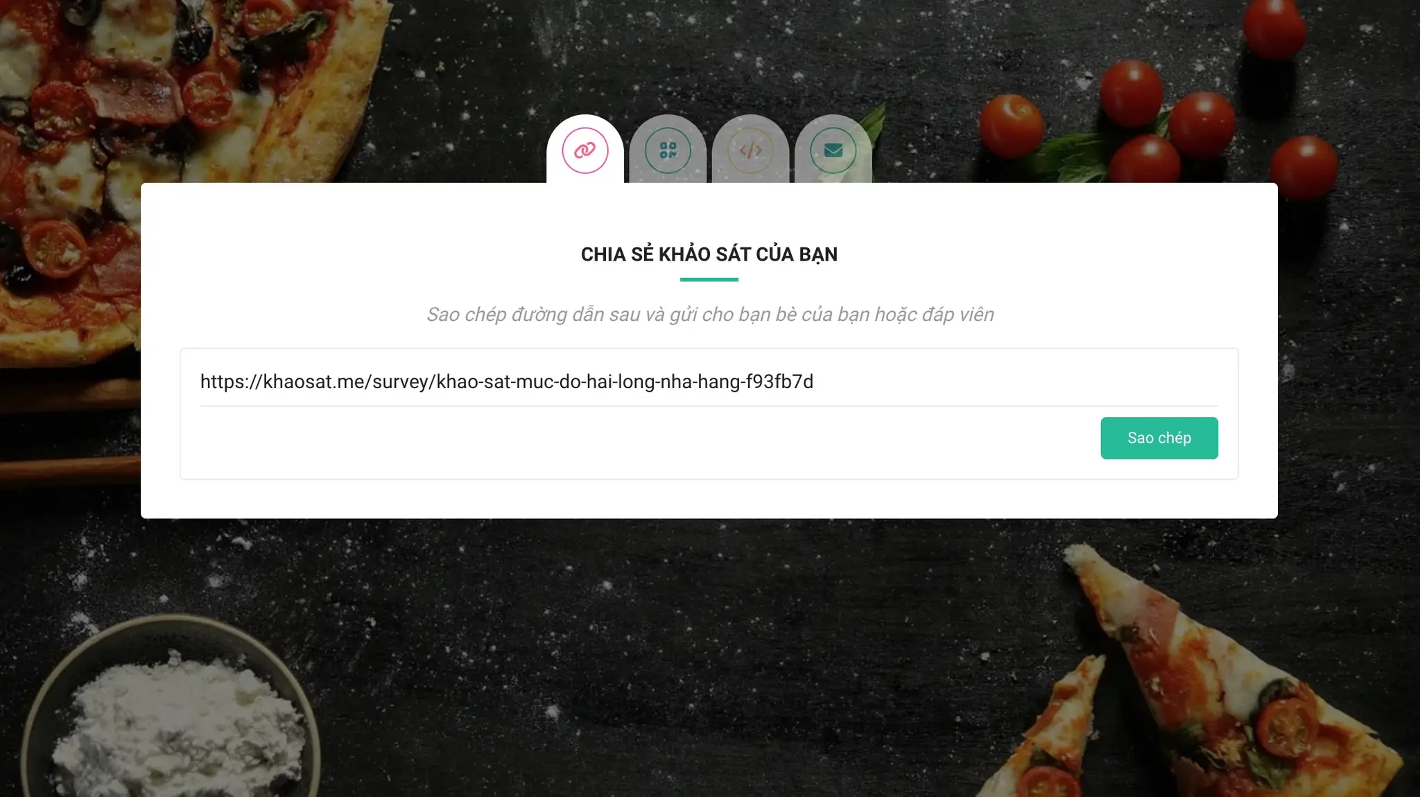 Bước 2: Chia sẻ khảo sát đa kênh qua QR Code, Email, Zalo, Website